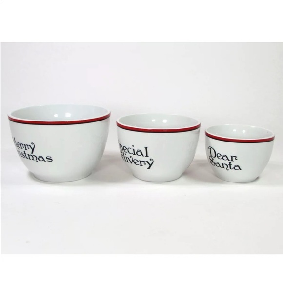 Fitz and Floyd LETTERS TO SANTA 4" 5" 6" Nesting Bowl Set 3Pc - Picture 6 of 9